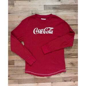 Red Jacket for Coca Cola Mens Red Waffle Knit Embroidered Logo Shirt Size Medium